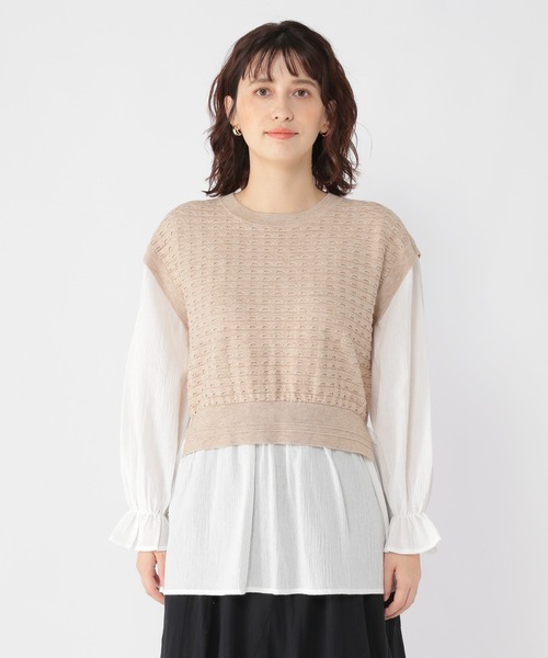 studio CLIP（スタディオクリップ）の「12ゲージベストレイヤード風プルオーバー（ニット/セーター・レディース・ブラック/グリーン/ライトベージュ・FREE）」の13枚目の写真