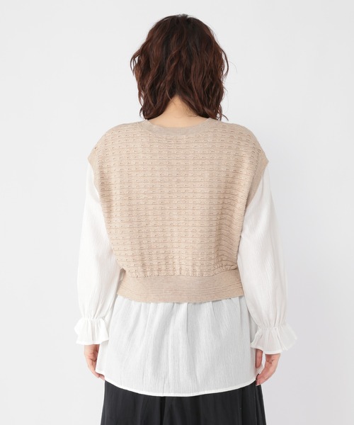 studio CLIP（スタディオクリップ）の「12ゲージベストレイヤード風プルオーバー（ニット/セーター・レディース・ブラック/グリーン/ライトベージュ・FREE）」の9枚目の写真