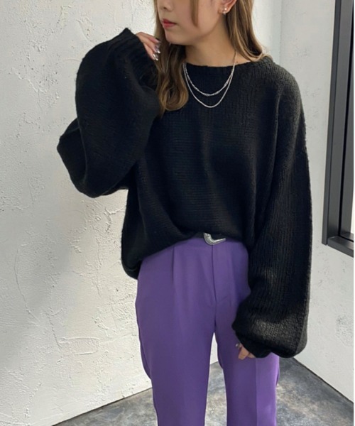 apres jour mignon(アプレジュールミニョン)の「ゆるだぼニット【ZOZOTOWN限定アイテム】(ニット/セーター・レディース・ダークブルー/マスタード/アイボリー/ブラック/ダークグリーン・フリー/X-LARGE)」の3枚目の写真
