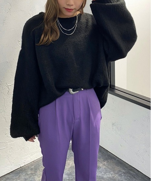 apres jour mignon(アプレジュールミニョン)の「ゆるだぼニット【ZOZOTOWN限定アイテム】(ニット/セーター・レディース・ダークブルー/マスタード/アイボリー/ブラック/ダークグリーン・フリー/X-LARGE)」の6枚目の写真