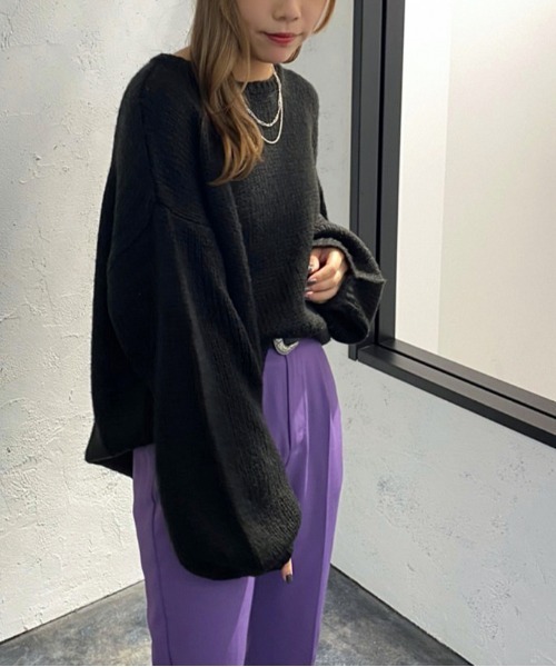 apres jour mignon(アプレジュールミニョン)の「ゆるだぼニット【ZOZOTOWN限定アイテム】(ニット/セーター・レディース・ダークブルー/マスタード/アイボリー/ブラック/ダークグリーン・フリー/X-LARGE)」の8枚目の写真