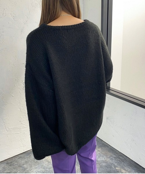 apres jour mignon(アプレジュールミニョン)の「ゆるだぼニット【ZOZOTOWN限定アイテム】(ニット/セーター・レディース・ダークブルー/マスタード/アイボリー/ブラック/ダークグリーン・フリー/X-LARGE)」の9枚目の写真