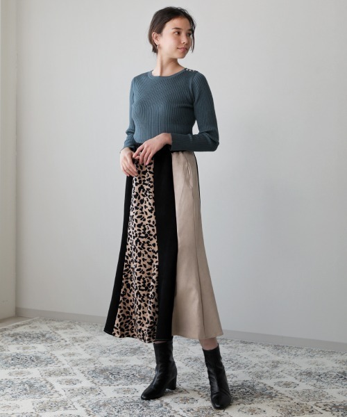 Bou Jeloud（ブージュルード）の「ストライプ切替スエードスカート（スカート・レディース・ベージュ/カーキ/A・38）」の12枚目の写真