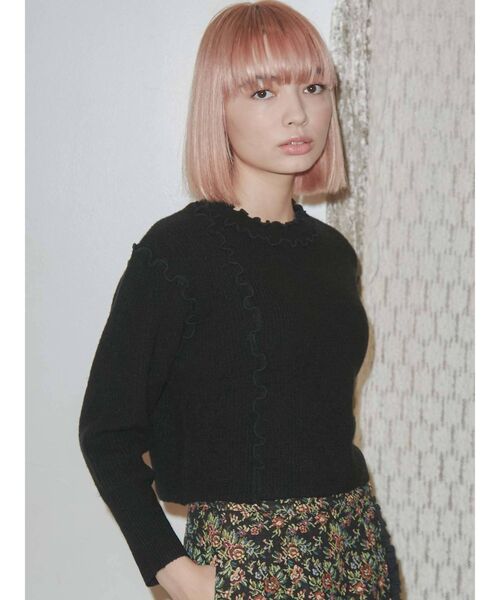 merry jenny（メリージェニー）の「メローアシメショートニット（ニット/セーター・レディース・アイボリー/ブラック/ベージュ・FREE）」の17枚目の写真