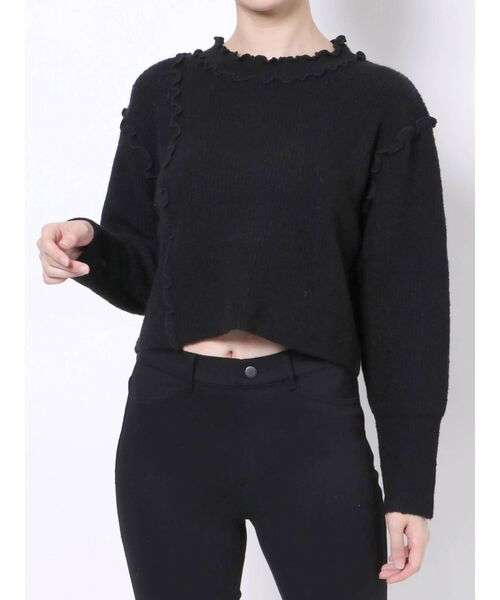 merry jenny（メリージェニー）の「メローアシメショートニット（ニット/セーター・レディース・アイボリー/ブラック/ベージュ・FREE）」の7枚目の写真