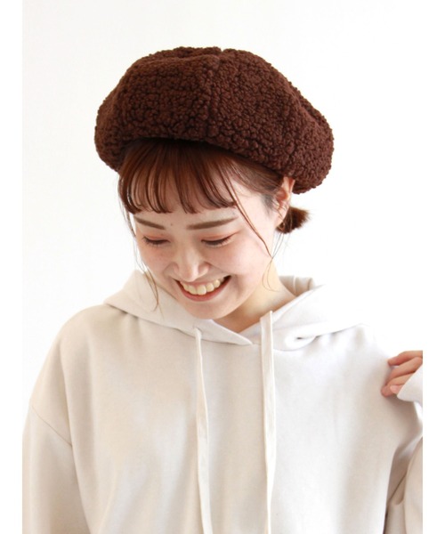 ehka sopo（エヘカソポ）の「シープボアベレー（ハンチング/ベレー帽・レディース・ブラウン/オフホワイト/モカ・ﾌﾘ-）」の3枚目の写真