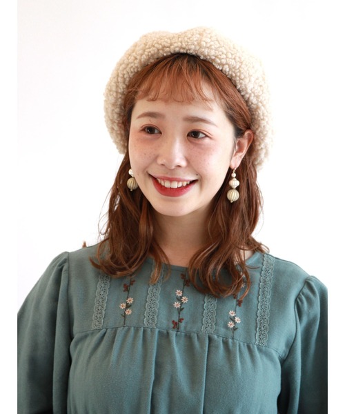 ehka sopo（エヘカソポ）の「シープボアベレー（ハンチング/ベレー帽・レディース・ブラウン/オフホワイト/モカ・ﾌﾘ-）」の6枚目の写真