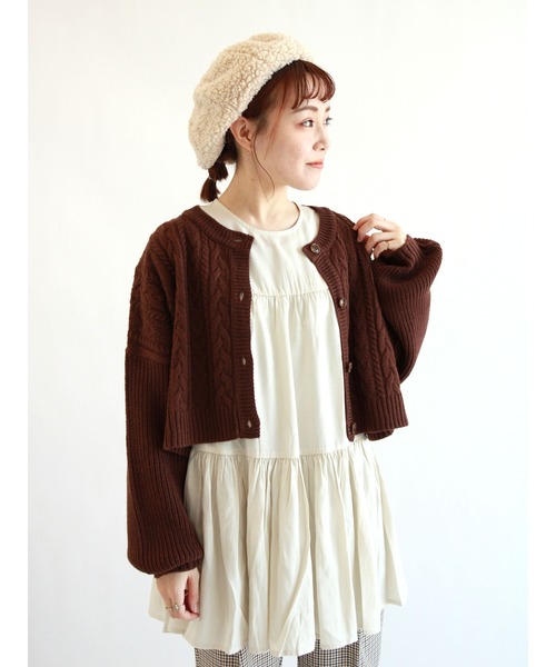 ehka sopo（エヘカソポ）の「シープボアベレー（ハンチング/ベレー帽・レディース・ブラウン/オフホワイト/モカ・ﾌﾘ-）」の7枚目の写真