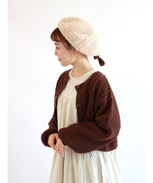 ehka sopo（エヘカソポ）の「シープボアベレー（ハンチング/ベレー帽・レディース・ブラウン/オフホワイト/モカ・ﾌﾘ-）」の8枚目の写真