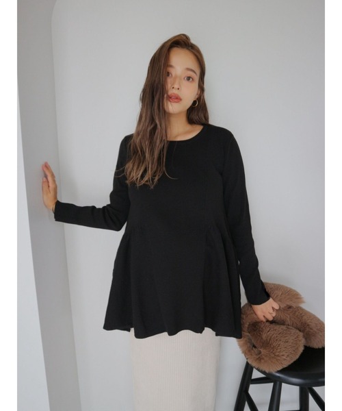 TRUNC（トランクエイティーエイト）の「Smooth Peplum Knit TOPS（ニット/セーター・レディース・ブラック/ブラウン系その他・FREE）」の9枚目の写真