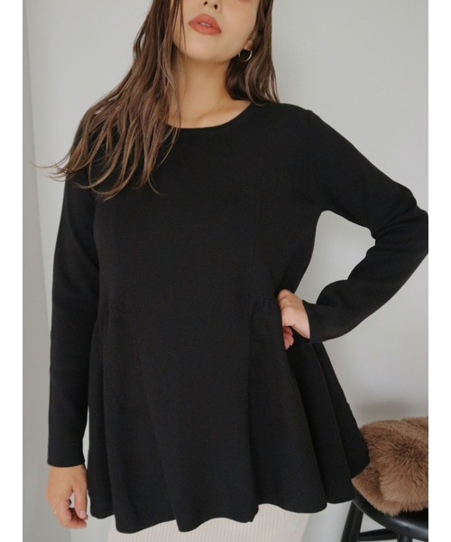 TRUNC（トランクエイティーエイト）の「Smooth Peplum Knit TOPS（ニット/セーター・レディース・ブラック/ブラウン系その他・FREE）」の19枚目の写真