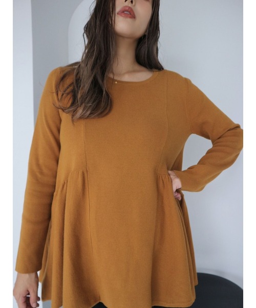 TRUNC（トランクエイティーエイト）の「Smooth Peplum Knit TOPS（ニット/セーター・レディース・ブラック/ブラウン系その他・FREE）」の14枚目の写真