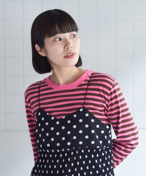 bulle de savon ロゴプルオーバー　ピンク bulle de savon（ビュルデサボン）の「CANDY border ロゴプル