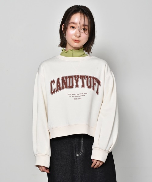 RETRO GIRL（レトロガール）の「裏毛起毛ロゴショートトレーナー（スウェット・レディース・ダークブラウン/オフホワイト/ブルー/グリーン・FREE）」の2枚目の写真