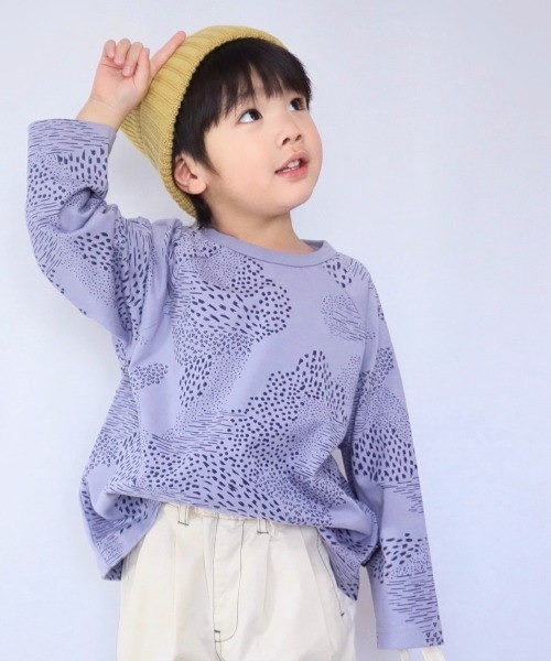 MAKE YOUR DAY(メイクユアデイ)の「抽象総柄長袖Tシャツ■80~140cm(Tシャツ/カットソー・キッズ・オフホワイト/ライトパープル・90/100/110/120/80/130/140)」の12枚目の写真