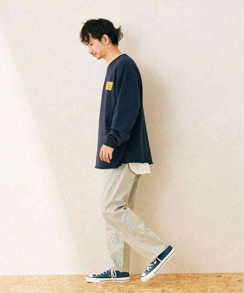 JOURNAL STANDARD relume（ジャーナルスタンダード　レリューム）の「OVERSIZE WIDE SLIT SWEAT（スウェット・メンズ・ブラック/ベージュ/ネイビー/イエロー/グリーン・MEDIUM/LARGE）」の10枚目の写真