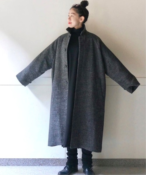 JOURNAL STANDARD LUXE（ジャーナルスタンダード　ラックス）の「WLツィード ステンコート（ステンカラーコート・レディース・チャコールグレー/ベージュ・FREE）」の2枚目の写真