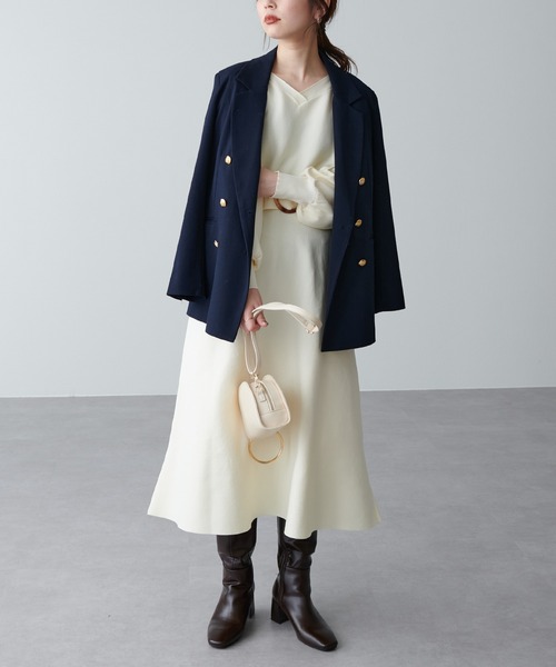 natural couture（ナチュラルクチュール）の「【WEB限定カラー有り】ふわ軽2WAY Aラインワンピース（ワンピース・レディース・オフホワイト/ミント/サックスブルー/ピンク/グレイッシュベージュ/ブラック・FREE）」の2枚目の写真