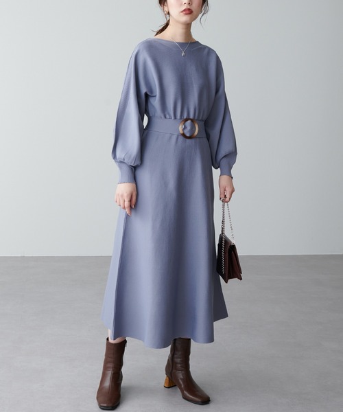 natural couture（ナチュラルクチュール）の「【WEB限定カラー有り】ふわ軽2WAY Aラインワンピース（ワンピース・レディース・オフホワイト/ミント/サックスブルー/ピンク/グレイッシュベージュ/ブラック・FREE）」の5枚目の写真