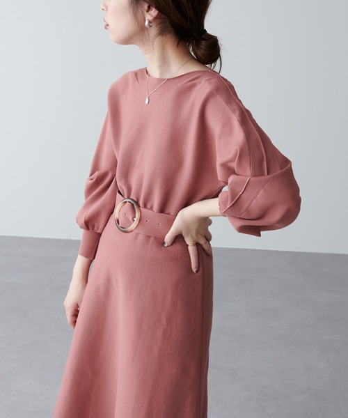 natural couture（ナチュラルクチュール）の「【WEB限定カラー有り】ふわ軽2WAY Aラインワンピース（ワンピース・レディース・オフホワイト/ミント/サックスブルー/ピンク/グレイッシュベージュ/ブラック・FREE）」の6枚目の写真