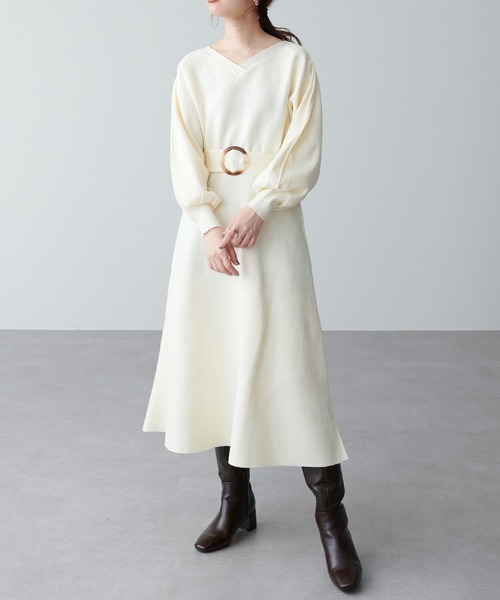 natural couture（ナチュラルクチュール）の「【WEB限定カラー有り】ふわ軽2WAY Aラインワンピース（ワンピース・レディース・オフホワイト/ミント/サックスブルー/ピンク/グレイッシュベージュ/ブラック・FREE）」の21枚目の写真