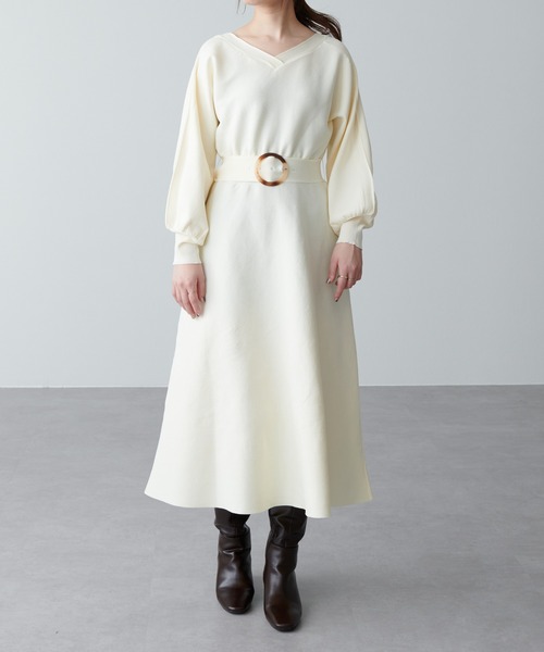 natural couture（ナチュラルクチュール）の「【WEB限定カラー有り】ふわ軽2WAY Aラインワンピース（ワンピース・レディース・オフホワイト/ミント/サックスブルー/ピンク/グレイッシュベージュ/ブラック・FREE）」の12枚目の写真