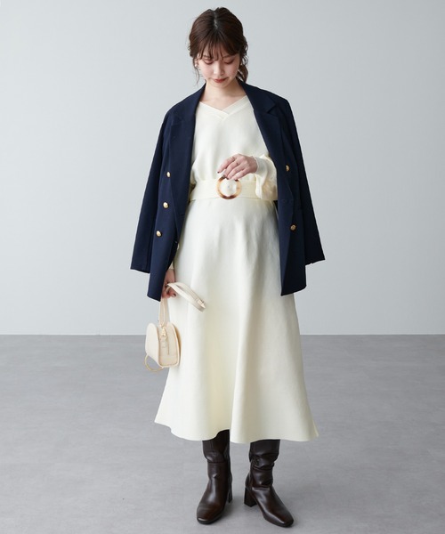 natural couture（ナチュラルクチュール）の「【WEB限定カラー有り】ふわ軽2WAY Aラインワンピース（ワンピース・レディース・オフホワイト/ミント/サックスブルー/ピンク/グレイッシュベージュ/ブラック・FREE）」の10枚目の写真