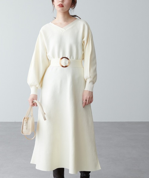 natural couture（ナチュラルクチュール）の「【WEB限定カラー有り】ふわ軽2WAY Aラインワンピース（ワンピース・レディース・オフホワイト/ミント/サックスブルー/ピンク/グレイッシュベージュ/ブラック・FREE）」の14枚目の写真