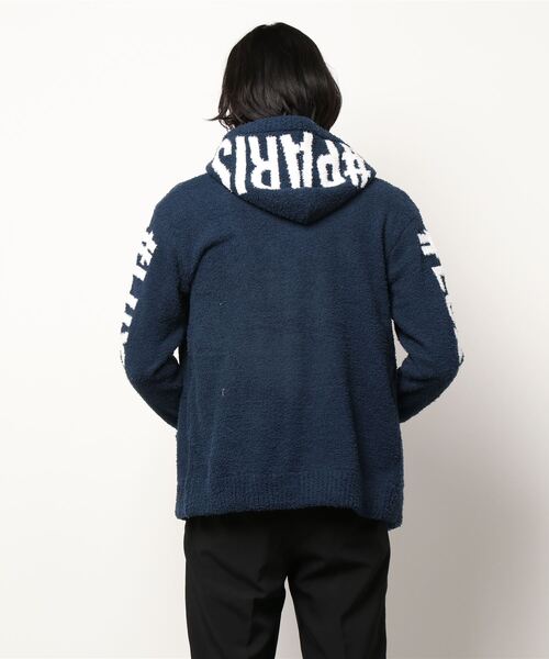LUXE/R(ラグジュ)の「【ユニセックス】【LUXE/R】袖 & フード ロゴ ジャガード ニット ジップ パーカー(RMS)(パーカー・メンズ・ブラック/ベージュ/ネイビー・MEDIUM/LARGE)」の6枚目の写真