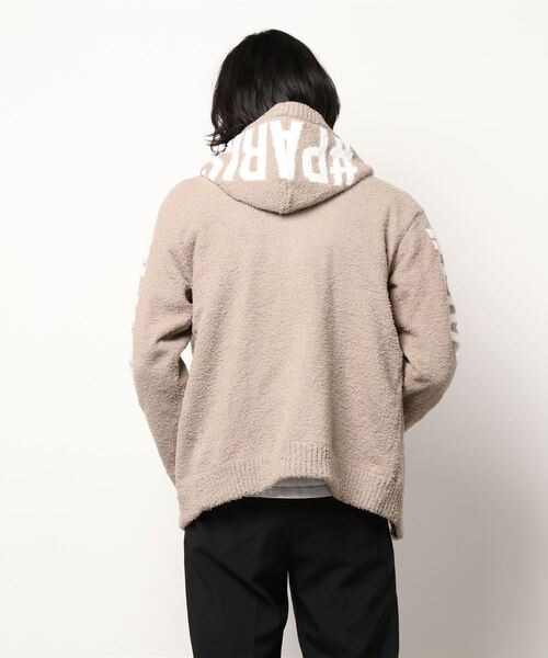 LUXE/R(ラグジュ)の「【ユニセックス】【LUXE/R】袖 & フード ロゴ ジャガード ニット ジップ パーカー(RMS)(パーカー・メンズ・ブラック/ベージュ/ネイビー・MEDIUM/LARGE)」の5枚目の写真