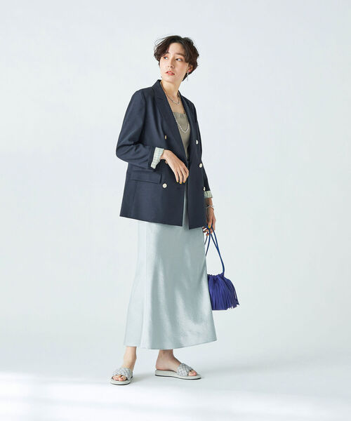 NOLLEY’S Sophi(ノーリーズソフィ)の「ウォッシャブルストレッチダブルジャケット(テーラードジャケット・レディース・ベージュ/ネイビー/サックスブルー・36/38)」の5枚目の写真