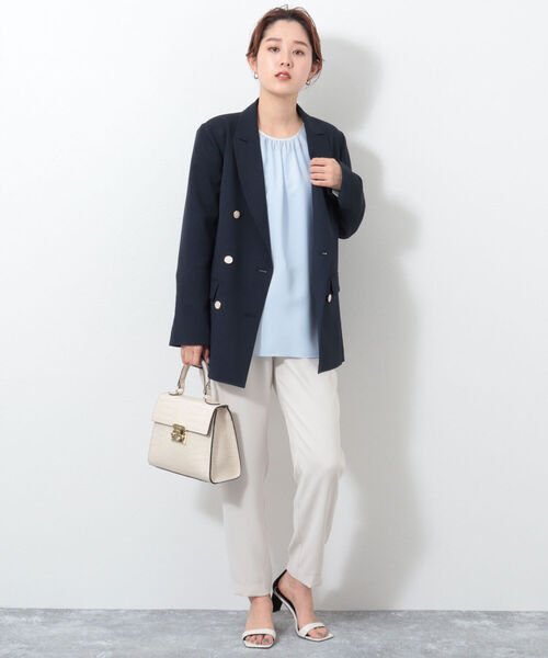 NOLLEY’S Sophi(ノーリーズソフィ)の「ウォッシャブルストレッチダブルジャケット(テーラードジャケット・レディース・ベージュ/ネイビー/サックスブルー・36/38)」の11枚目の写真