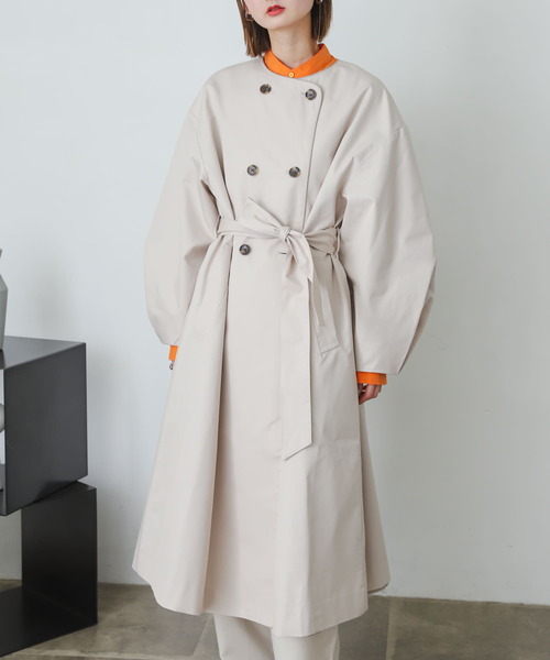 SENSE OF PLACE by URBAN RESEARCH（センスオブプレイスバイアーバンリサーチ）の「ノーカラーコクーンスリーブトレンチコート（トレンチコート・レディース・ライトベージュ/ベージュ・ONE）」の11枚目の写真