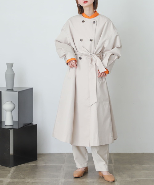 SENSE OF PLACE by URBAN RESEARCH（センスオブプレイスバイアーバンリサーチ）の「ノーカラーコクーンスリーブトレンチコート（トレンチコート・レディース・ライトベージュ/ベージュ・ONE）」の12枚目の写真