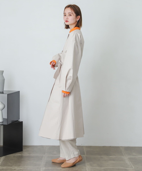 SENSE OF PLACE by URBAN RESEARCH（センスオブプレイスバイアーバンリサーチ）の「ノーカラーコクーンスリーブトレンチコート（トレンチコート・レディース・ライトベージュ/ベージュ・ONE）」の14枚目の写真
