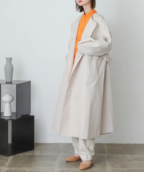 SENSE OF PLACE by URBAN RESEARCH（センスオブプレイスバイアーバンリサーチ）の「ノーカラーコクーンスリーブトレンチコート（トレンチコート・レディース・ライトベージュ/ベージュ・ONE）」の19枚目の写真