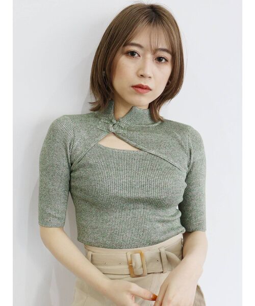 MURUA(ムルーア)の「チャイナタイトハーフニット(ニット/セーター・レディース・ブラック/オレンジ/ブルー/グリーン・FREE)」の19枚目の写真