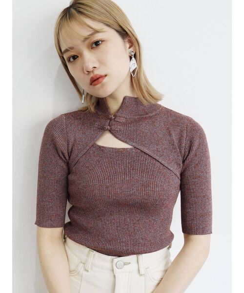 MURUA(ムルーア)の「チャイナタイトハーフニット(ニット/セーター・レディース・ブラック/オレンジ/ブルー/グリーン・FREE)」の10枚目の写真