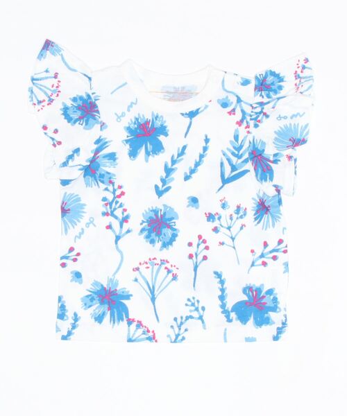 Wonder apartment(ワンダーアパートメント)の「天竺ボタニカルフリルTシャツ(Tシャツ/カットソー・キッズ・ホワイト・100cm/90cm/120cm/130cm/110cm/80cm)」の1枚目の写真