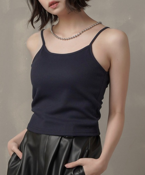 SPINNS(スピンズ)の「カップ付きリブキャミソール(キャミソール・レディース・オートミール/ネイビー/ブラック/グリーン・ONESIZE)」の4枚目の写真