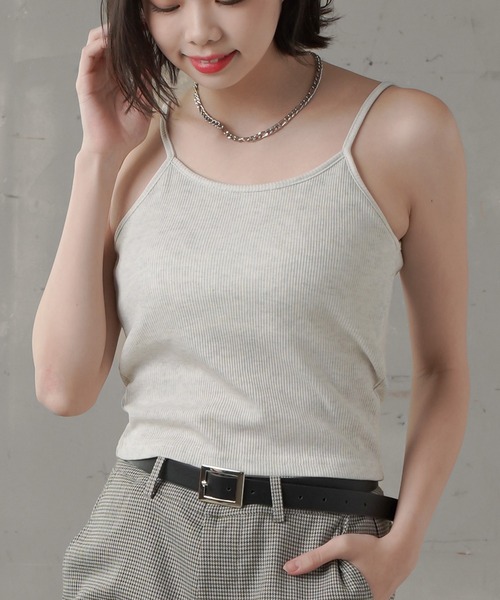 SPINNS(スピンズ)の「カップ付きリブキャミソール(キャミソール・レディース・オートミール/ネイビー/ブラック/グリーン・ONESIZE)」の5枚目の写真