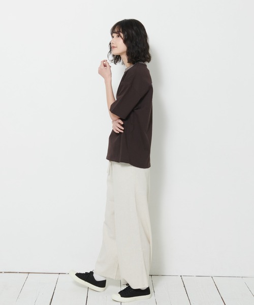 OUTDOOR PRODUCTS（アウトドアプロダクツ）の「【OUTDOOR PRODUCTS/アウトドアプロダクツ】USAコットン　リブライン　バックプリントTシャツ　ビッグシルエット（Tシャツ/カットソー・レディース・ホワイト/ブラック/ネイビー/ブラウン・FREE）」の15枚目の写真