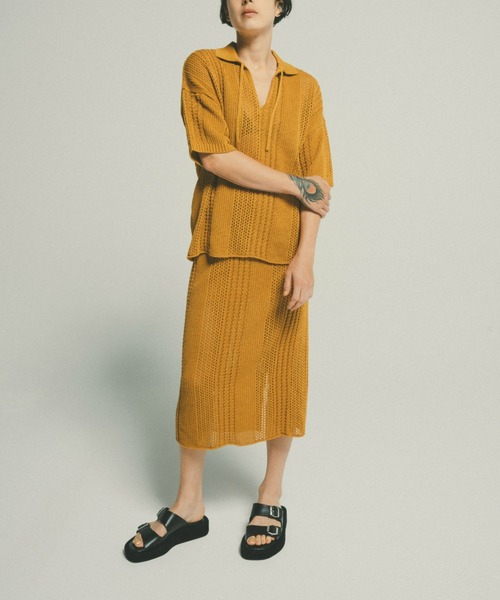 sawa takai(サワ タカイ)の「MULTI STRIPE BIG POLO(Tシャツ/カットソー・レディース・パープル/ゴールド/ネイビー系・S)」の9枚目の写真