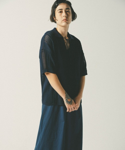 sawa takai(サワ タカイ)の「MULTI STRIPE BIG POLO(Tシャツ/カットソー・レディース・パープル/ゴールド/ネイビー系・S)」の4枚目の写真