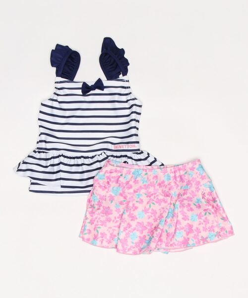 BENETTON (UNITED COLORS OF BENETTON)（ベネトンユナイテッドカラーズオブベネトン）の「【BENETTON:ベネトン】キッズボーダー花柄セパレート水着（水着・キッズ・ネイビー/サックスブルー・110/120）」の7枚目の写真