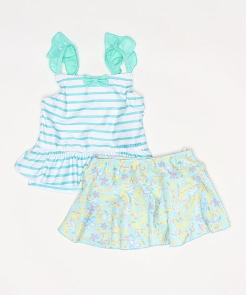 BENETTON (UNITED COLORS OF BENETTON)（ベネトンユナイテッドカラーズオブベネトン）の「【BENETTON:ベネトン】キッズボーダー花柄セパレート水着（水着・キッズ・ネイビー/サックスブルー・110/120）」の4枚目の写真