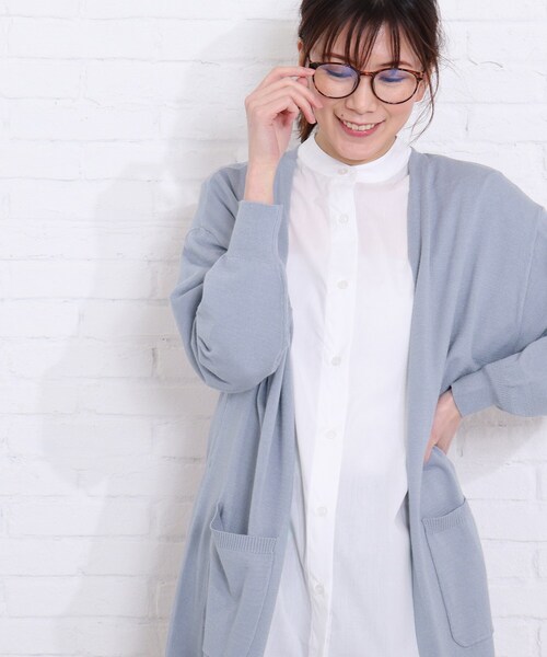 SHOO・LA・RUE（シューラルー）の「◆さらさらもちトッパーカーディガン（カーディガン/ボレロ・レディース・ライトグリーン/ピンク/サックスブルー/ブラック/アイボリー・00）」の5枚目の写真