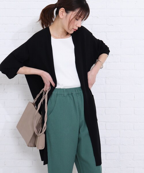 SHOO・LA・RUE（シューラルー）の「◆さらさらもちトッパーカーディガン（カーディガン/ボレロ・レディース・ライトグリーン/ピンク/サックスブルー/ブラック/アイボリー・00）」の3枚目の写真