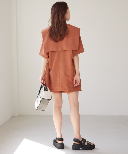 Heather（ヘザー）の「リネンライクセーラーカラー半袖ジャケット　275483（テーラードジャケット・レディース・ライトベージュ/グリーン/オレンジ・FREE）」の4枚目の写真