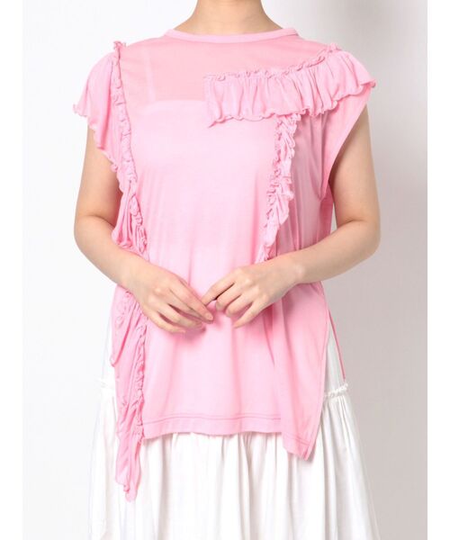 merry jenny（メリージェニー）の「frillyルーズチュニックタンクトップ（Tシャツ/カットソー・レディース・オフホワイト/ブラック/ピンク・FREE）」の4枚目の写真